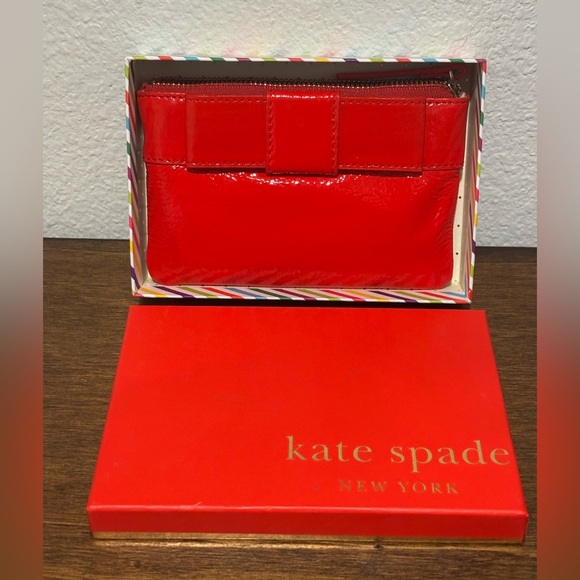 kate spade Handbags - Kate Spade Cherry Red Patent Clutch with Storybook Lining NWOT